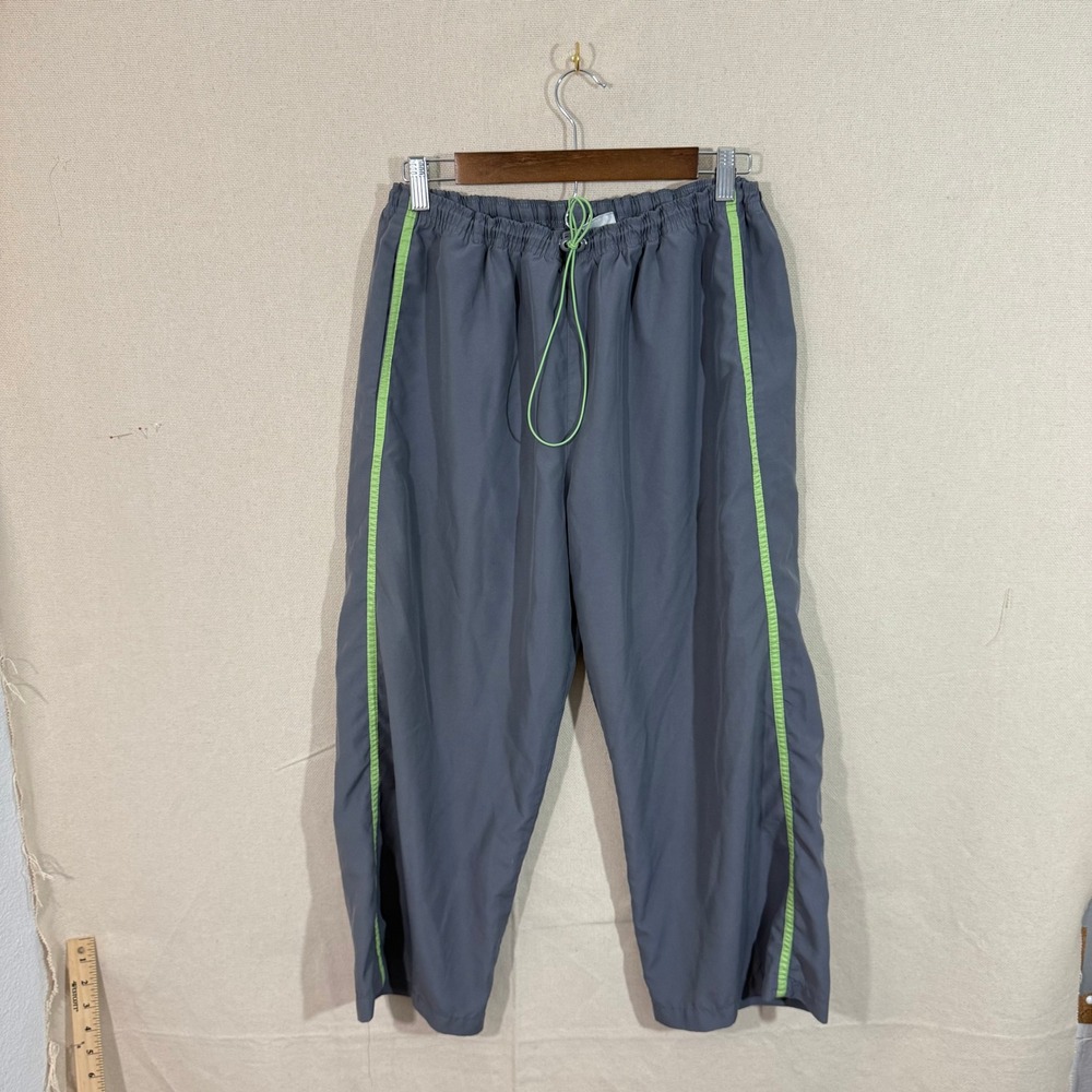 ProSpirit Womens Grey Track Pants Lime Green Stripe Drawstring Size L RN77730